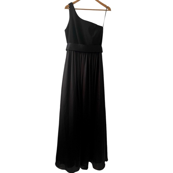 ❤️WHITE By Vera Wang One Shoulder Black Belted Maxi Dress - Picture 3 of 9